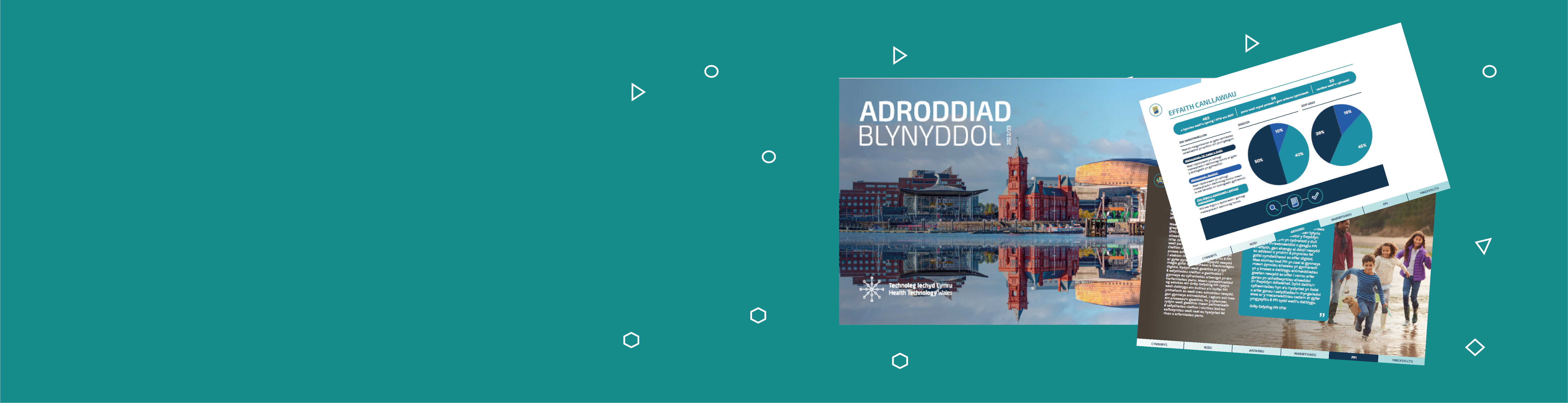 A graphic that shows a 3 pages from 2022/23 Annual Report